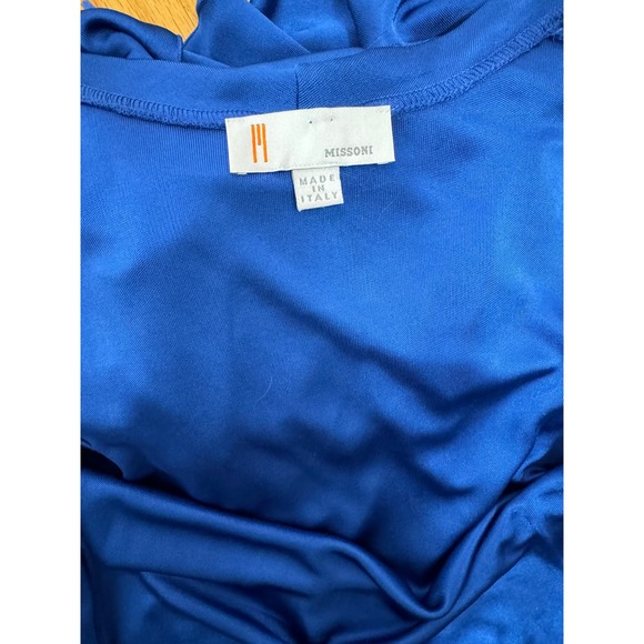 Missoni Viscose Wrap Dress in Royal Blue US Size 8 Cowl Neck Ruffle Asymmetric - Picture 9 of 10